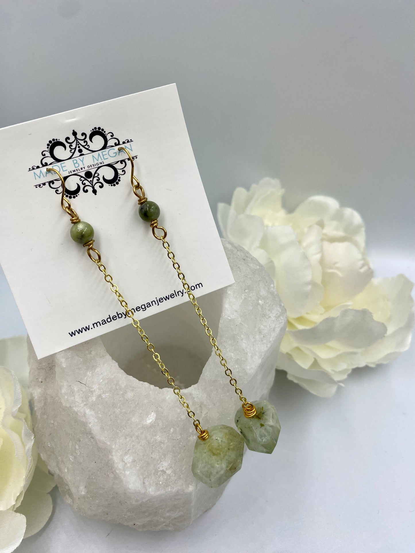 Ava Earrings - Prehinite Stones