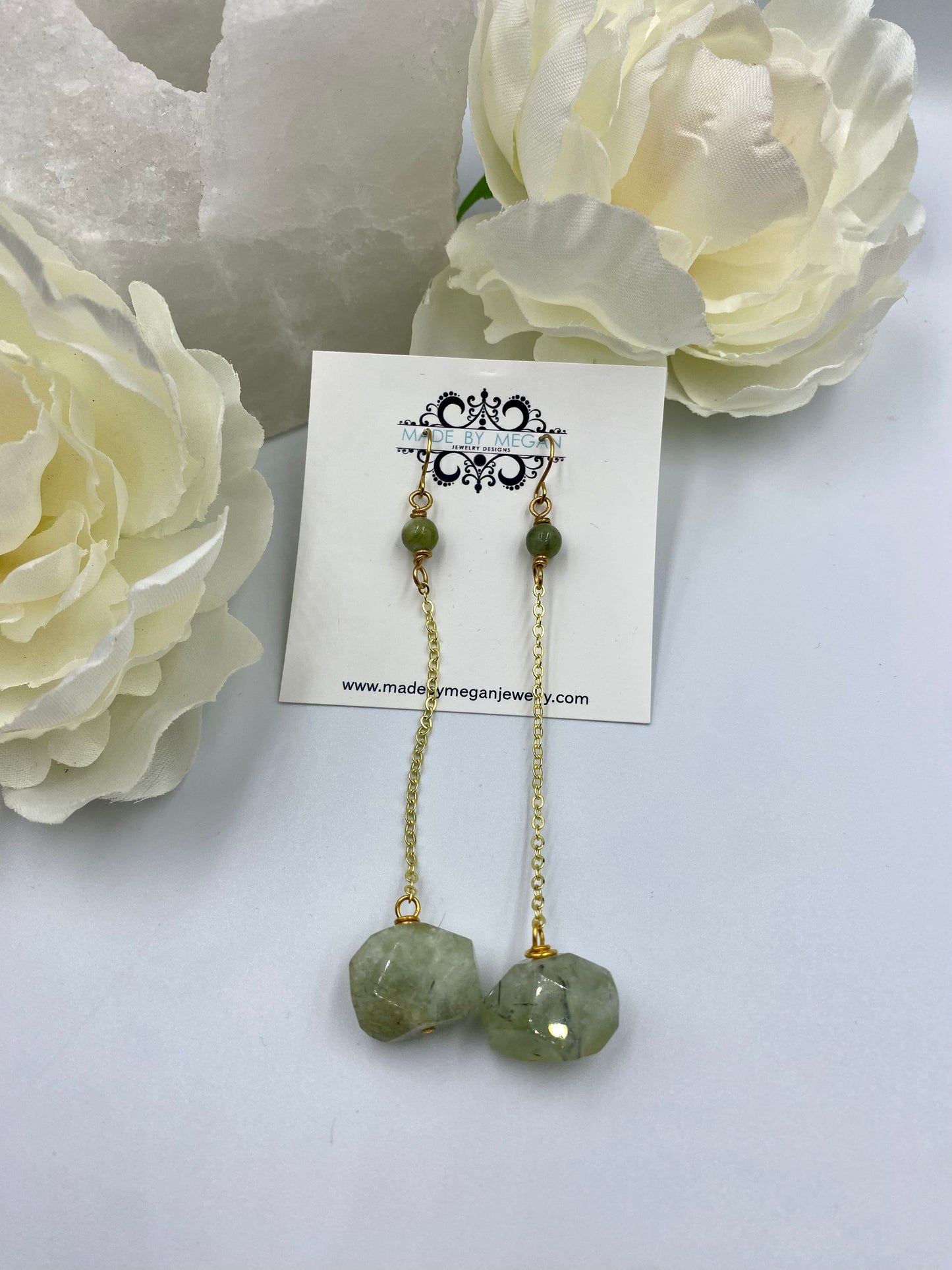 Ava Earrings - Prehinite Stones