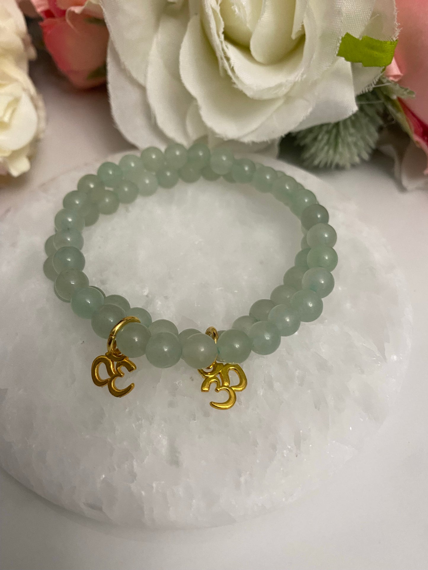 Om Bracelet - Green Agate Edition