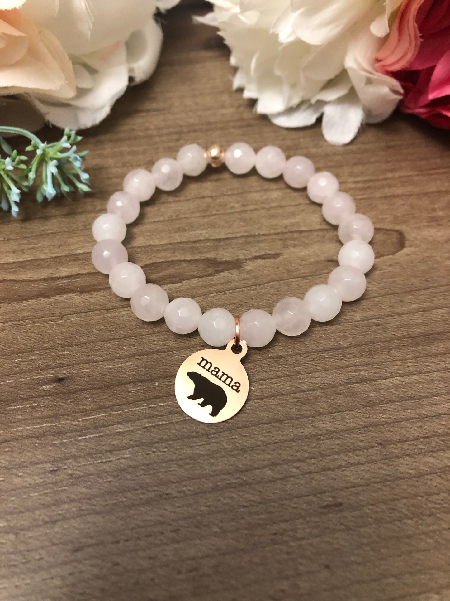 "Mama Bear" Bracelet - Rose Gold - Multiple gemstone options!